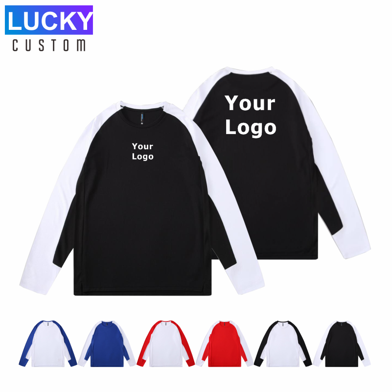 Embroidery Cotton Shirt - Sports Running Long Sleeved Round Neck