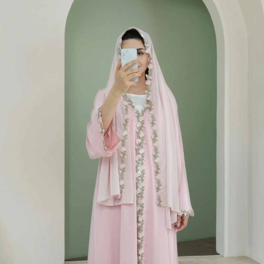 Dubai Open Abaya Muslim Hijab  - Embroidery Kebaya review and price