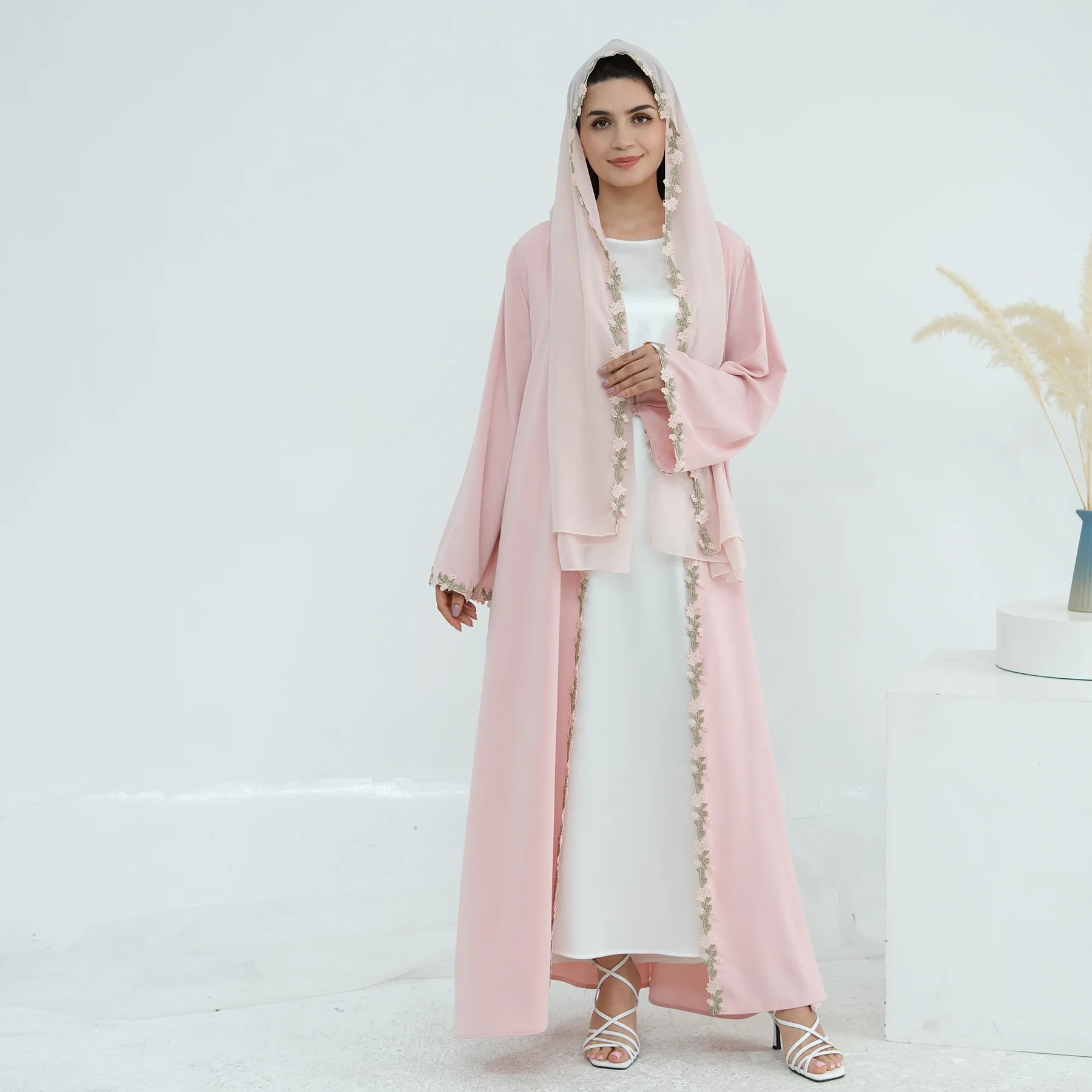 Dubai Open Abaya Muslim Hijab  - Embroidery Kebaya review and price