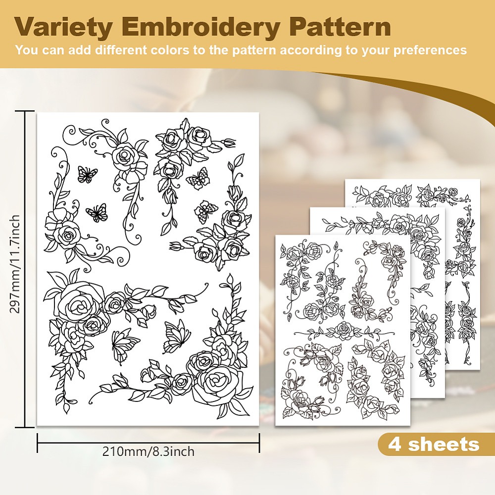 38Pcs Rose Lace 4 Sheets Water - Embroidery Rose review and price