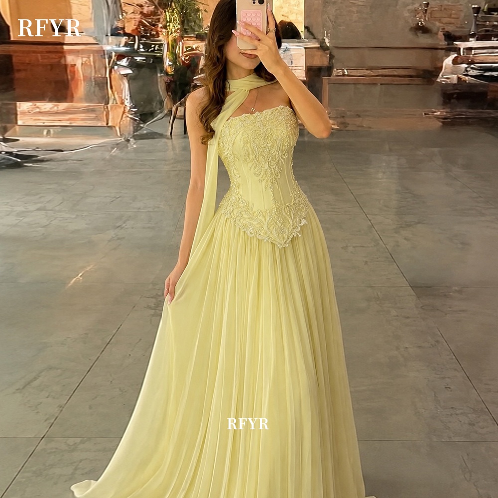 RFYR Yellow Prom Dress with La - Embroidery Yellow Dress review and price