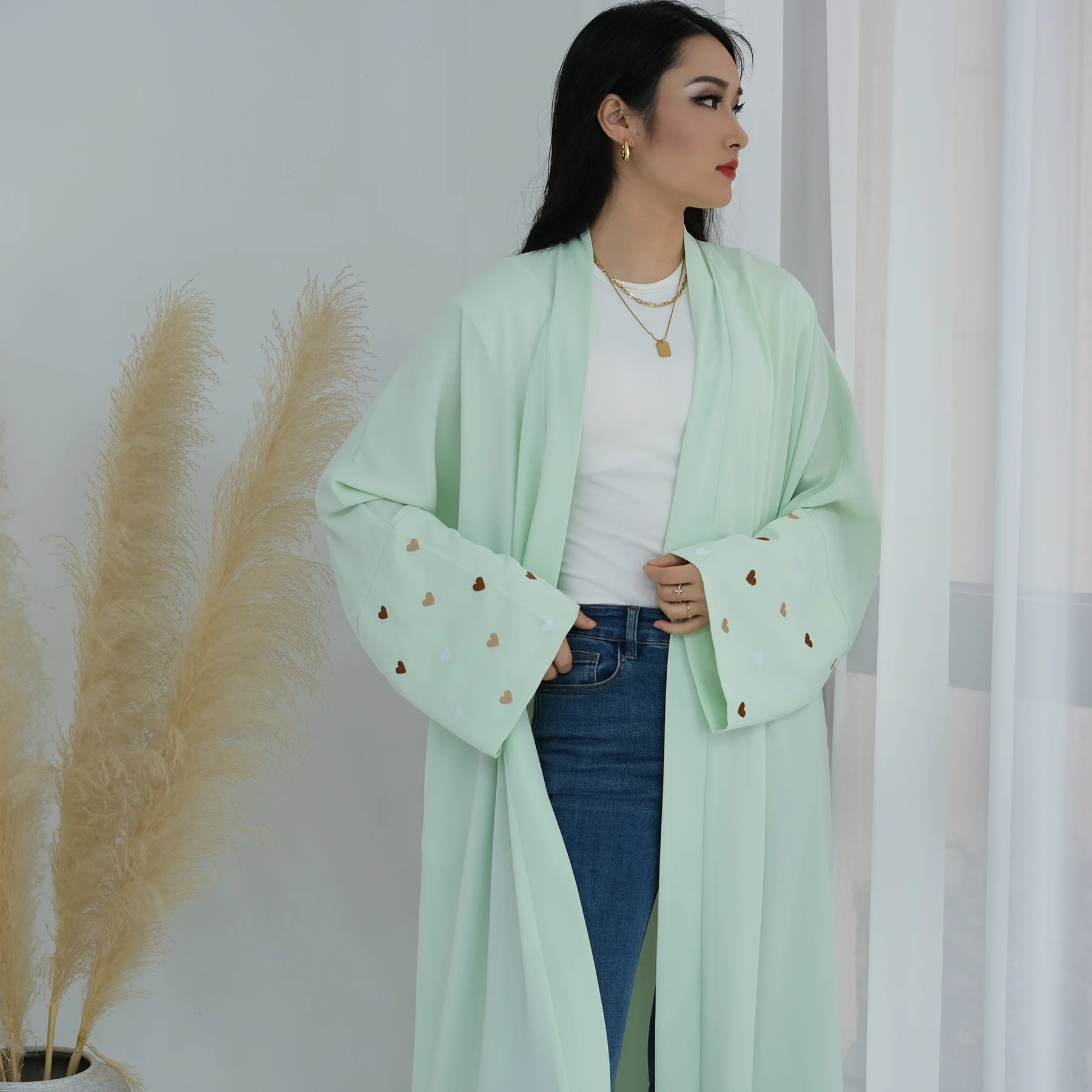Eid Heart Embroidery Long Robe - Embroidery Kebaya review and price